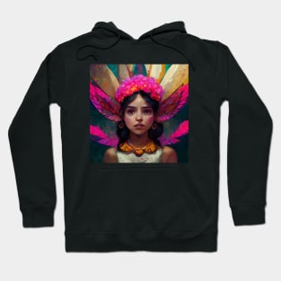 Beautiful ethnic mexican fairy painting in pink Hoodie